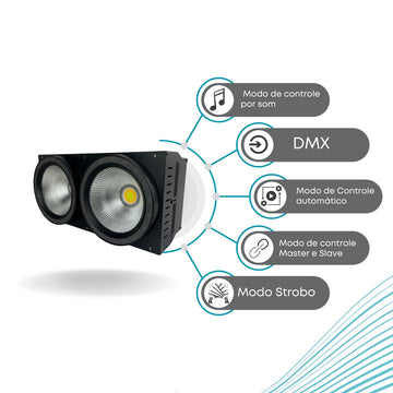 Mini Brut Led 200w RGB e Branco Frio Branco Quente Strobo Dmx